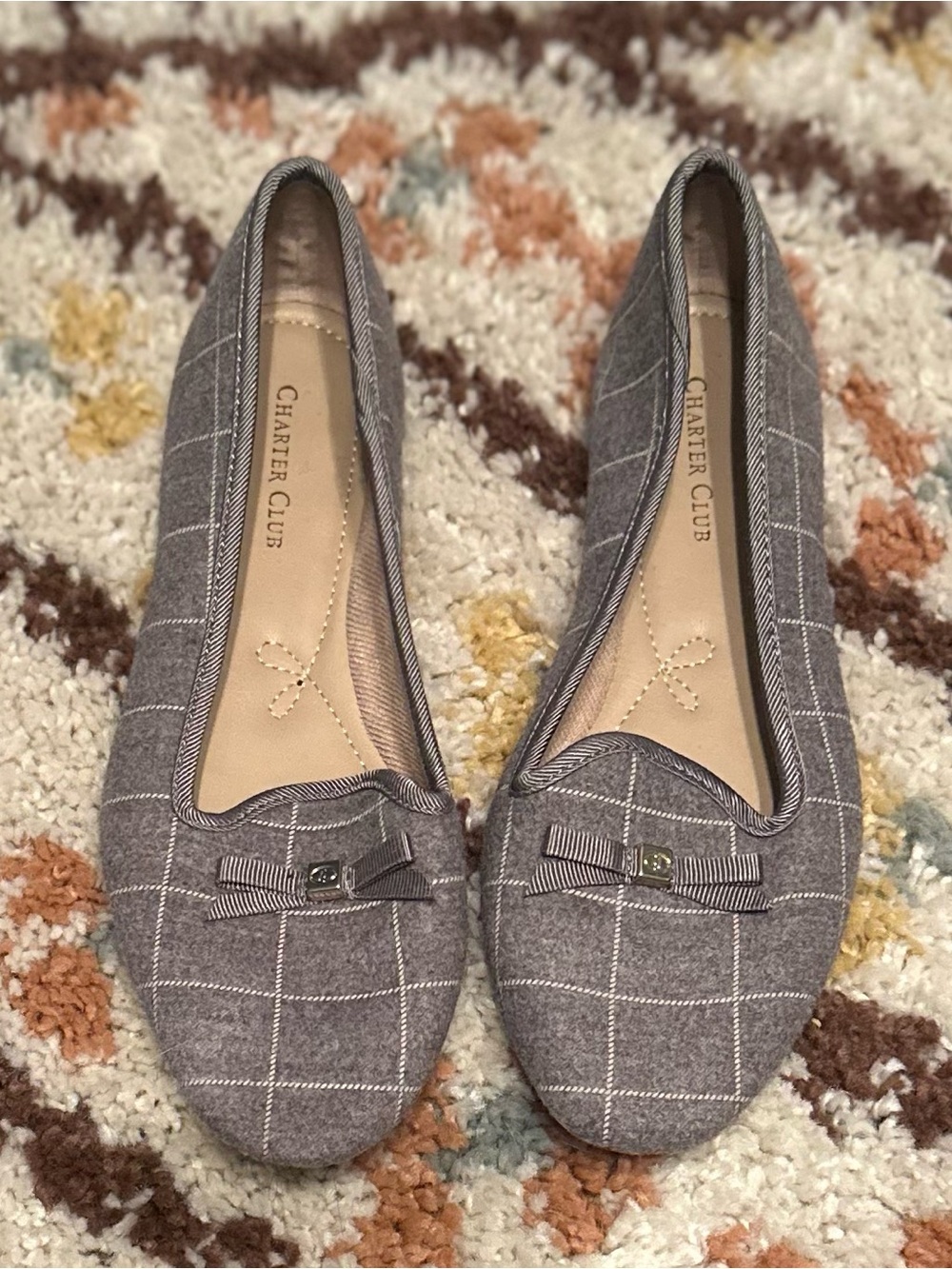 Charter Club Gray Bow Slip-Ons